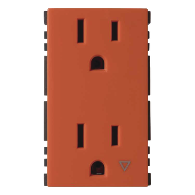 SM-2TC-N - Toma de Corriente Dúplex / 10A 127V / Tierra Aislada / Embornamiento a Tornillo / 3 Módulos / Naranja