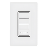 RRSTW3RLSW - Teclado de Pared Inalámbrico RF / 3 Botones Programables / Ajuste de Intensidad Subir/Bajar / Retroiluminación LED / Acabado Satinado
