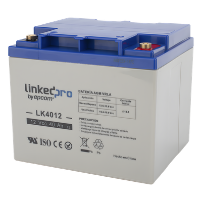 LK4012 - Batería de Respaldo AGM-VRLA / 12 V / 40 Ah / Terminales T2 / Vida Útil 5 Años / Certificación UL / Libre de Mantenimiento