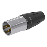 SCHM3 - Conector XLR Macho / 3 Núcleos / Acero Inoxidable / Contactos Oro / 20 A / 250 V CA / Identificación por Color