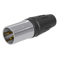 SCHM3 - Conector XLR Macho / 3 Núcleos / Acero Inoxidable / Contactos Oro / 20 A / 250 V CA / Identificación por Color