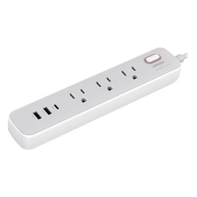 15461 - Regleta de Alimentación 30W 2 USB-A + 1 USB-C + 3 Salidas AC / Carga de Alta Velocidad / Salida USB-C PD de 30W (GaN) / Salidas AC Tipo B / Protección Contra Sobretensiones / 6 en 1