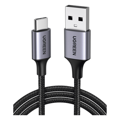 60126 - Cable USB-A a USB-C / 1 Metro (3.28 Pies) / 480 Mbps / Carga Rápida 18W / QC 4.0/3.0/2.0 / Nylon Trenzado / Aluminio