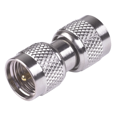 RFU-624 - Adaptador Barril / Mini-UHF Macho a Macho / Bronce Niquelado / Teflón / Montaje en Línea