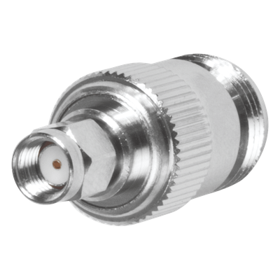RP-3452 - Adaptador Coaxial en Línea / SMA Macho Inverso a N Hembra / Frecuencia 18 GHz / Cuerpo Bronce Niquelado / Contacto Oro / Aislante Teflón