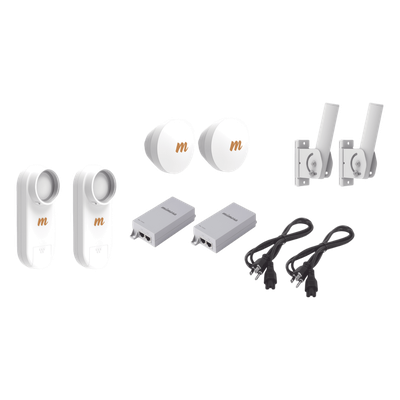 C5X-PTP-KIT2 - Kit de 2 radios C5X con 2 antenas de (16 dBi),  rango de frecuencia extendida (4.9 a 6.4 GHz),  incluye inyector POE, cable de alimentación y 2 FLEXIMOUNT-XL para alineación, distancia de hasta 6 km
