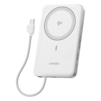 75983B - Banco de Energía / 10000 mAh / 30W USB-C PD+PPS / Cable USB-C Integrado 30W / Carga Inalámbrica Magnética 15W / Pantalla LED / 39.2 Wh