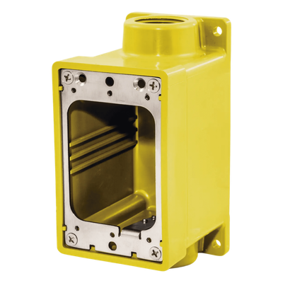 HUB-HBL-60CM-83A - Caja Hermética / IP69K / 2 Entradas 3/4" NPT / Amarillo / Serie FD