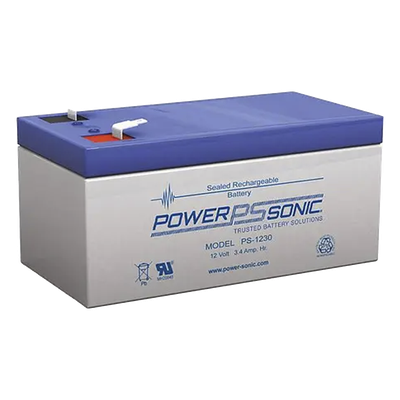 PS-1230-F1 - Batería de Respaldo AGM/VRLA / 12V / 3.4 Ah @20hr / 5 Años Vida Útil / Terminales F1 / Caja ABS Resistente