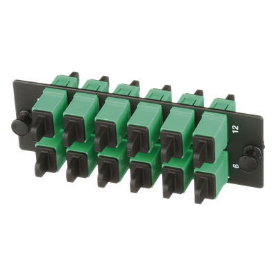 FAP12WAGSCZ - Placa Acopladora de Fibra Óptica / 12 Conectores SC/APC / Monomodo OS1/OS2 / Color Verde / Cerámica Zirconia