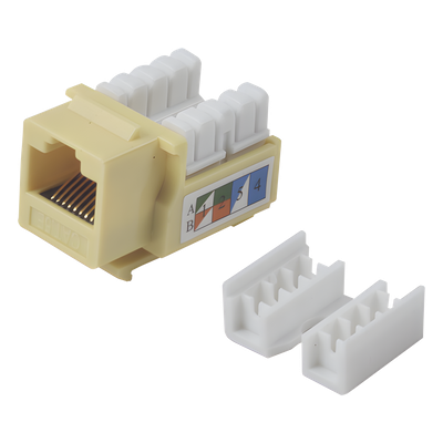 LP-KJ-505-YE - Jack Keystone Cat5e / Terminación 110 Punchdown / RJ45 Sin Blindaje / 90° / 24-26 AWG / Amarillo