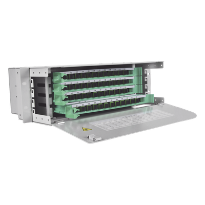 ODU19T-A48-A - Distribuidor de Fibra Óptica / 48 Empalmes / 48 Acopladores SC/APC / 48 Pigtails 1.5 m / Rack 19' / 3 UR / 250 mm Profundidad