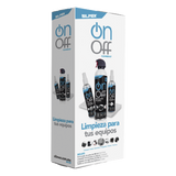 ON-OFF-CLEANER-PACK - Kit de Limpieza para Electrónicos / 4 Productos Especializados / Aire Comprimido 660 ml / 2 Limpiadores 250 ml / 2 Microfibras 30x30 cm