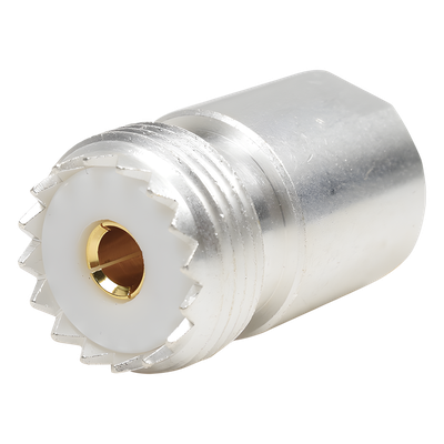 PT-4000-007 - Adaptador Coaxial / UNIDAPT Hembra a UHF Hembra SO-239 / Bronce Plata-Oro / Dieléctrico Teflón
