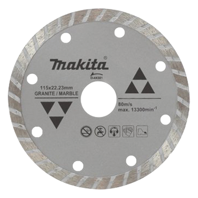 D-44301 - Disco de Diamante Turbo / 4 1/2" / Eje 7/8" / Espesor 1.8 mm / Uso en Seco / Granito, Mármol y Concreto