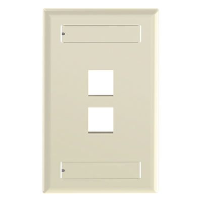 NK2FEIY - Placa de Pared Vertical / 2 Puertos Keystone / Diseño Plano / 69.8 x 114.3 mm / 2.75 x 4.5 pulg. / Color Marfil