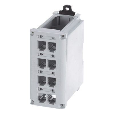 CDPP8RG - Panel de Parcheo Modular / Riel DIN 35 mm / 8 Puertos Mini-Com / UL94V-0 / -10 a 60°C / Gris