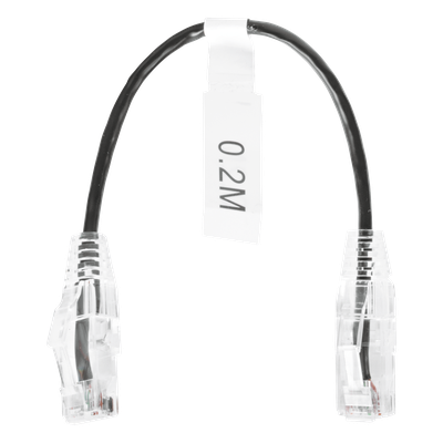 LP-UT6-020-BK28 - Cable de Parcheo Slim UTP / Cat6 / 20 cm (0.66 ft) / 28 AWG / 1 Gbps / RJ45