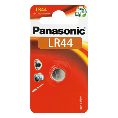 LR44PL - Batería Alcalina de Botón / 1.5 V / 110 mAh / LR44 / Acero Inoxidable Semihermético