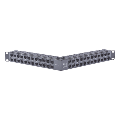 ZS-PNLA-U48E - Patch Panel / 48 Puertos / Blindado / Modular / Angulado / 1UR / Alta Densidad
