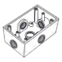 RR-0286 - Caja Condulet / 5 Bocas / 3/4" (19.05 mm) / Aluminio Diecast / Intemperie / NPT / Volumen 275.5 cm³
