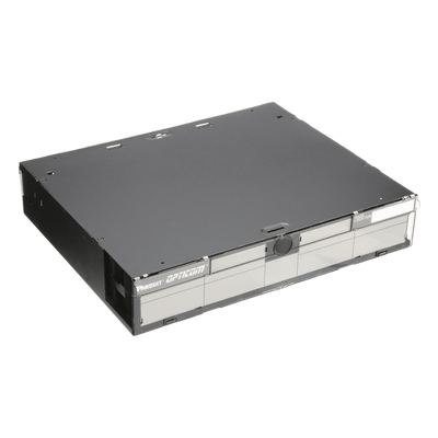 FRME2U - Panel de Distribución de Fibra Óptica, Acepta 6 Placas FAP o FMP, Bandeja Deslizable, Hasta 144 Fibras, Color Negro, 2UR