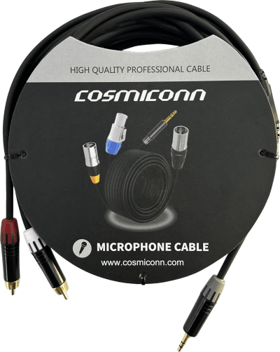 CMC220AS-TP-2RM-5-YBG1 - Cable Audio 3.5mm a 2 RCA / Diferenciador Blanco y Rojo / Conectores Negros / 5m (16.4 ft)