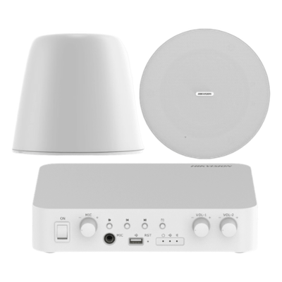 DSQAEKIT0530/ST - Kit de amplificador compatible con Spotify | Bluetooth | 2 Altavoces Colgantes | sistema 100v | 2 canales con control de volumen independiente | música ambiental