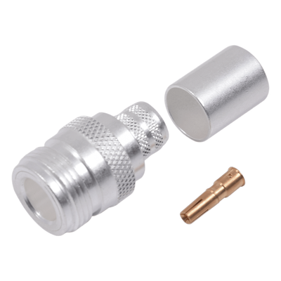 RFN-1028-SI - Conector Coaxial N Hembra / Anillo Plegable / 50 Ohmios / Cables LMR-400, RG8/U / Contacto Oro 24k / Aislamiento Teflón