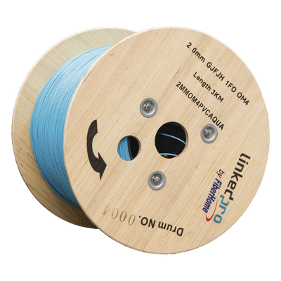 2MMOM4PVCAQUA - Fibra Óptica Multimodo OM4, 2 mm, Simplex, Tight Buffer, 900 micras, Color Aqua, Precio Por Metro, (Hasta 2000 Metros en un Solo Tramo de Cable)
