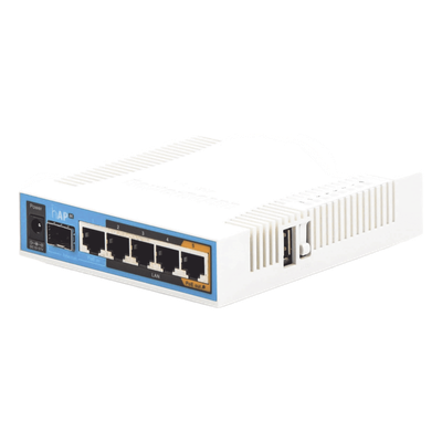 RB962UIGS-5HACT2HNT - Router WiFi / 5 Puertos Gigabit / Puerto SFP / USB / Doble Banda 802.11ac 3x3 / PoE Pasivo / 1750 Mbps