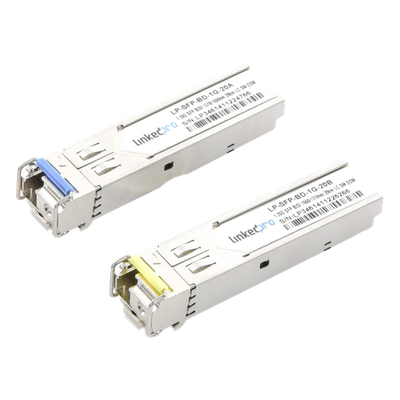 LP-SFP-BD-1G-20 - Transceptor Óptico SFP Bidireccional / Monomodo 1310 & 1550 nm / 1.25 Gbps / 1000BASE-BX / LC/UPC Simplex / DDM / Alcance 20 km (65,616 ft) / 2 Piezas