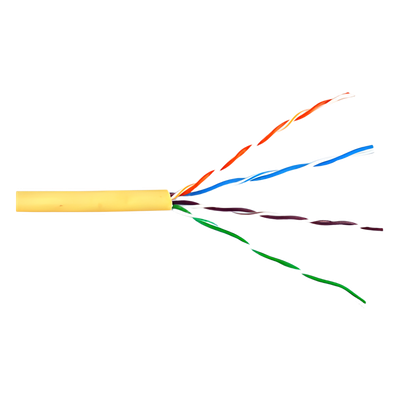 6360-1102/1000 - Bobina de Cable UTP Cat6 Riser / 305m (1000 pies) / Color Amarillo / UL CMR / Probado a 350 MHz / 23 AWG Cobre Sólido / -20°C a 75°C / CCTV, Datos, IP, RS485
