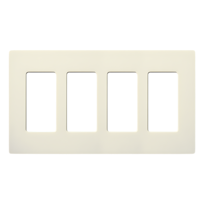 SC4BI - Placa de Pared Screwless / 4 Espacios / Acabado Satinado / Compatible con Dimmers y Switches Lutron