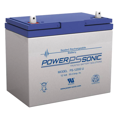 PS-12550U - Batería AGM/VRLA / 12V / 55Ah @20hr / Terminales U / 5 Años Vida Útil / UL / Sin Mantenimiento
