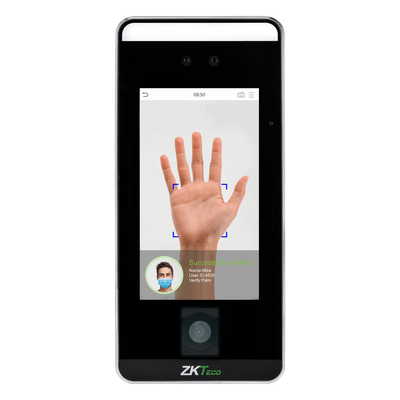 SPEEDFACEV5LQR - Terminal Biométrica / Reconocimiento Facial Visible Light / QR Code / Palm Vein / Detección de Mascarillas / Pantalla Táctil 5" / 6,000 Plantillas Faciales / 3,000 Plantillas Palma / TCP-IP / WiFi Opcional