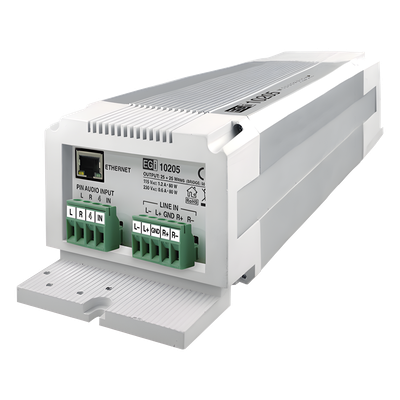 10205 - ETAPA DE POTENCIA DE AUDIO IP 2X25W O 1X50W EN FORMATO CARRIL DIN ESTÉREO/MONO