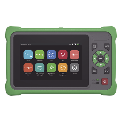LP-OTDR-T - OTDR Touch / Longitudes de Onda 1310nm y 1550nm / Rango Dinámico 26/24 dB / VFL 10mW / OPM / Mapeo de Cables RJ45 / Batería 5000 mAh / Alcance hasta 260 km