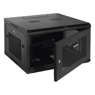 CR6U61001 - Gabinete de Pared 6UR / 600x372x600 mm (23.6x14.6x23.6 in) / Puerta Perforada Hexagonal / Carga 60 kg / Profundidad Ajustable 562 mm