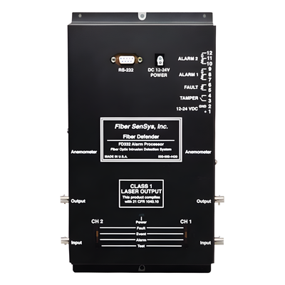 FD332 - Sensor Perimetral de Fibra Óptica / 2 Zonas Independientes / 500 m por Zona / 1,640 pies de Cobertura / Alimentación Dual 12/24 VDC / Comunicación RS232