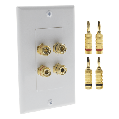EPWP2SKIT - Placa de Pared para Altavoz / 2 Altavoces / 4 Postes Banana / Conectores Chapados en Oro / 75 x 115 x 15 mm / Sin Soldadura