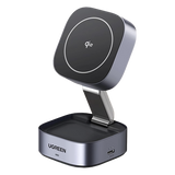 35316 - Ugreen 35316 cargador de dispositivo móvil Auriculares, Smartphone, Reloj inteligente Gris USB Cargador inalámbrico Carga rápida Interior