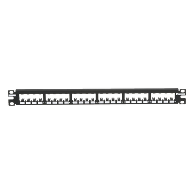 CP24BLY - Panel de Parcheo Modular / 24 Puertos / 1UR / Plano / Totalmente Blindado / Acero Inoxidable / Rack 19"