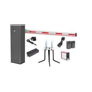 Kit COMPLETO Barrera Derecha XBF Con Corona LED / Brazo Iluminado de 3M / Incluye Sensor de Masa, Transformador, Lazo Magnético, Ancla, Fotoceldas y 2
