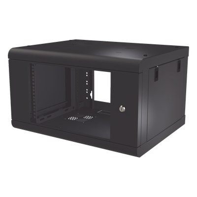 SR-1906-LH2G - Gabinete de Pared de 6U con Puerta de Cristal Templado, 479.5 mm de Profundidad, Rack de 19'', Acero Reforzado Color Negro.