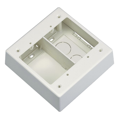 JBP2SIW - Caja de Pared Superficial Doble, Con Divisor, Uso Universal con Placas de Pared, Color Blanco Mate