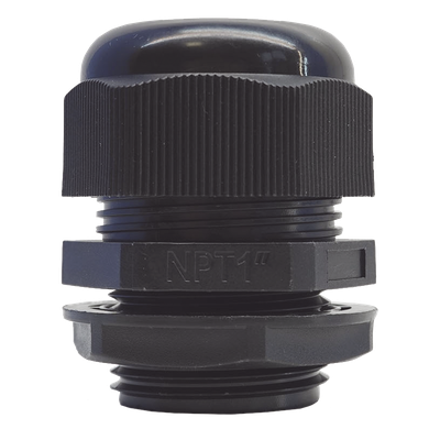 TXG-PG-100NBK - Conector Glándula Plástico / Rosca NPT 1" (25.4 mm) / Rango de Cable 16-22 mm / Color Negro / 7 Dimensiones Precisas