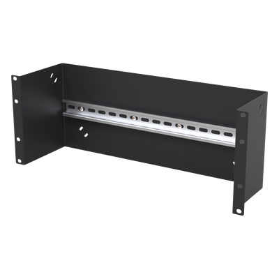 LP-RDM-4U - Riel DIN 35 mm / Soporte Rack 19" / 4U / Acero Resistente / Sujeción por Broche