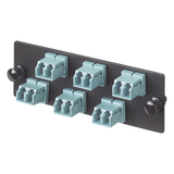 FAP6WAQDLCZ - Placa Acopladora de Fibra Óptica / 12 Fibras OM3/OM4 / 6 Conectores LC Dúplex / Cerámica Zirconia / Color Aqua