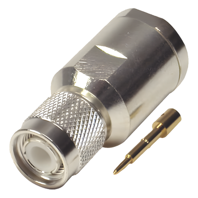RFT-1201-SI - Conector Coaxial TNC Macho / 50 Ohm / Rosca / Para Cable LMR-400 y Equivalentes / Cuerpo Bronce Plateado / Contacto Oro / Aislante Teflón